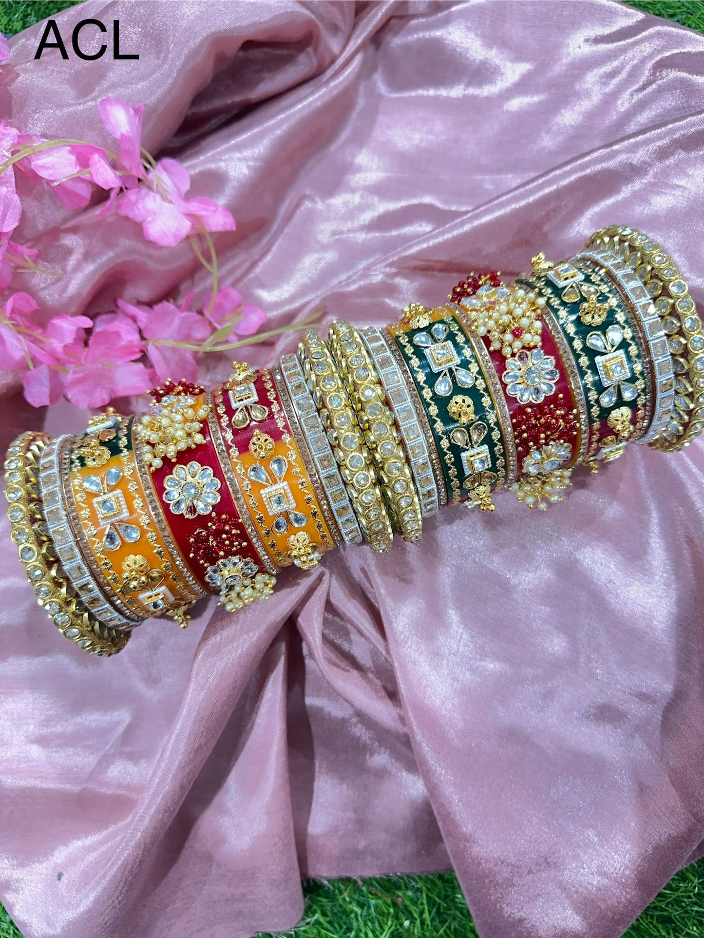 Rajwadi Chura in Multicolor with Seap Bangles & Kundan Floral Work